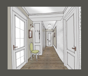 Заказать  online индивидуальный Блиц-дизайн-проект интерьеров дома в г. Днепр  . Прихожая 7,5 м2.